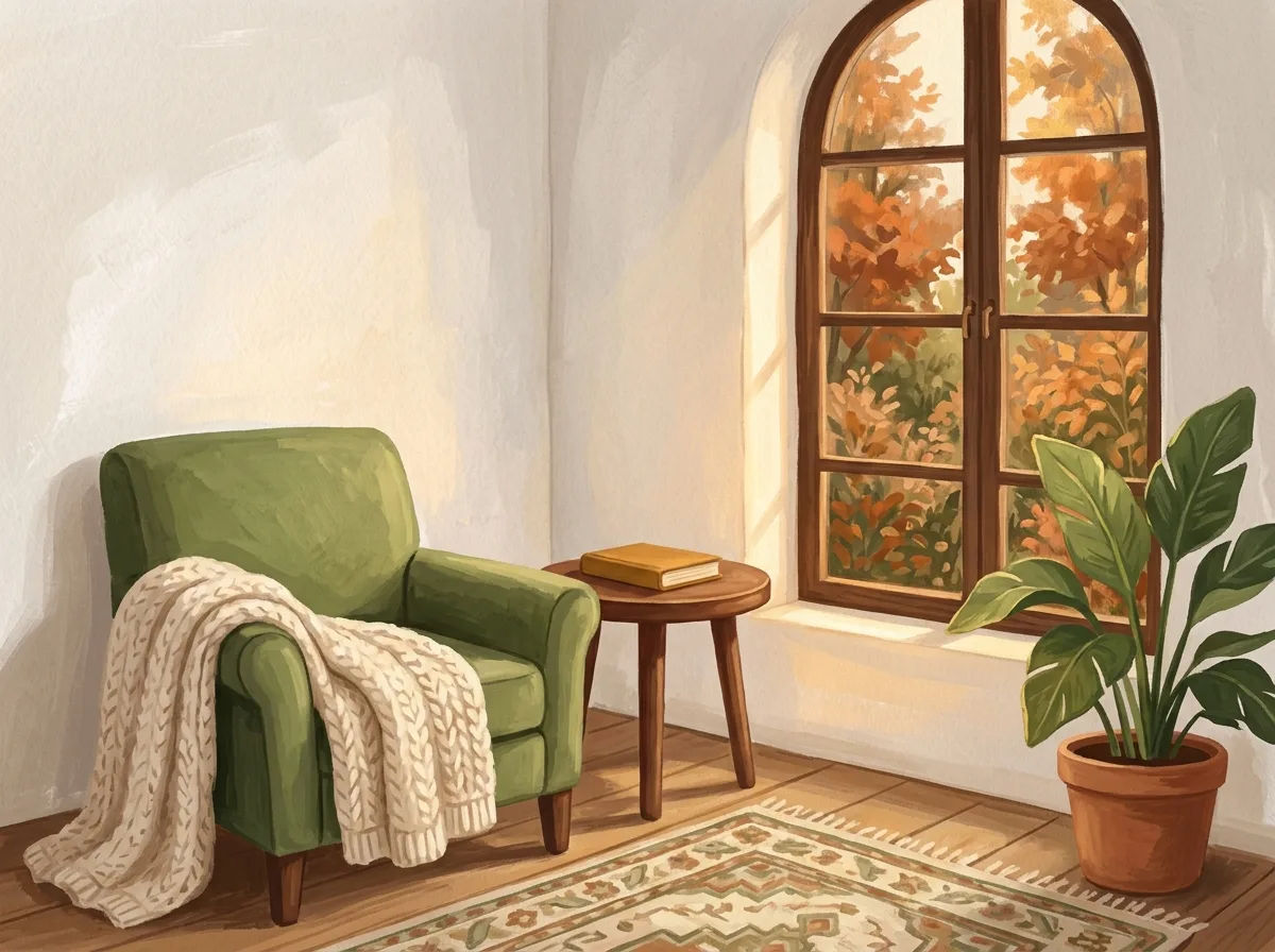 Rincón de lectura en otoño