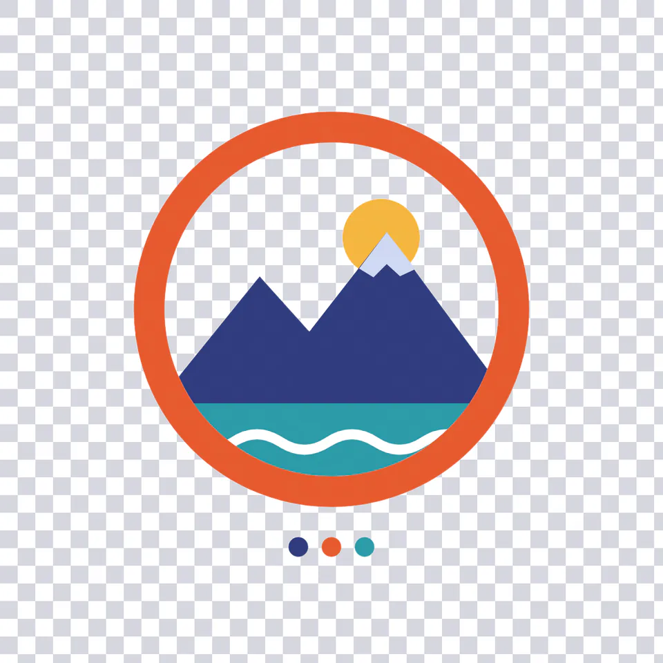 The same logo on a transparent checkerboard, with the white sky inside the ring removed and the white wave kept