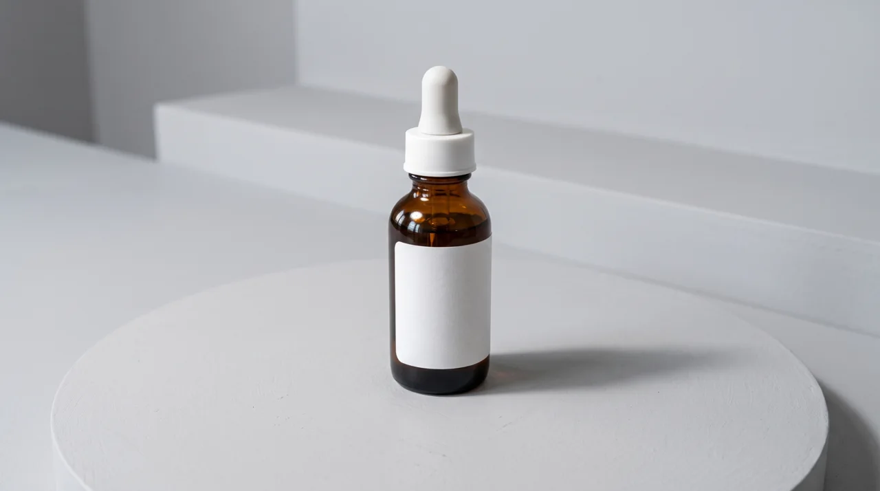 The bottle rendered as a product shot