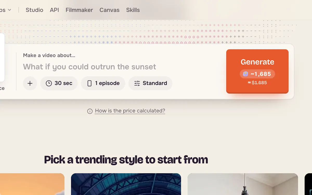 The topic box with the Cosmic readout style attached and the Generate button