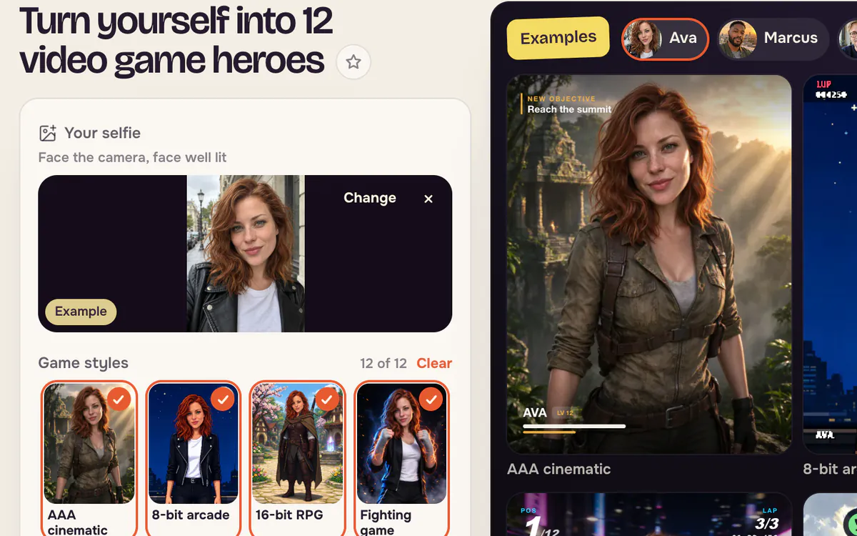 The example selfie of a red-haired woman added to the Your selfie slot