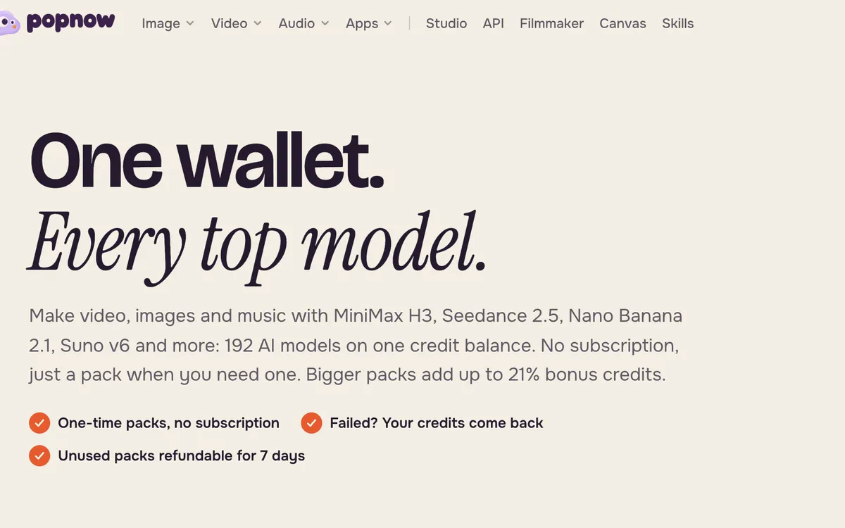 La page des tarifs avec le titre Un portefeuille pour tous les meilleurs modèles et la carte du solde