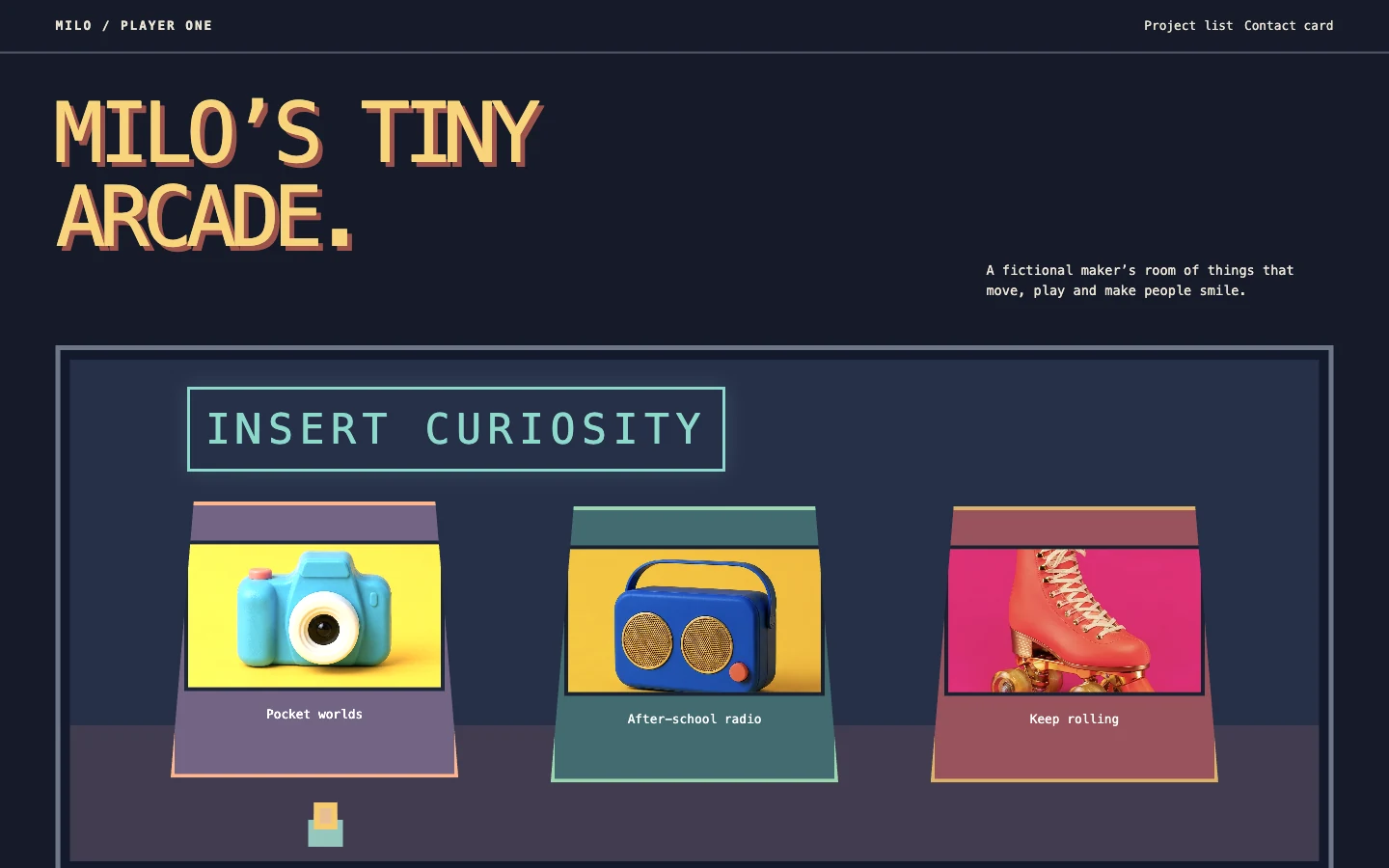 Arcade Personal Website: actual desktop example