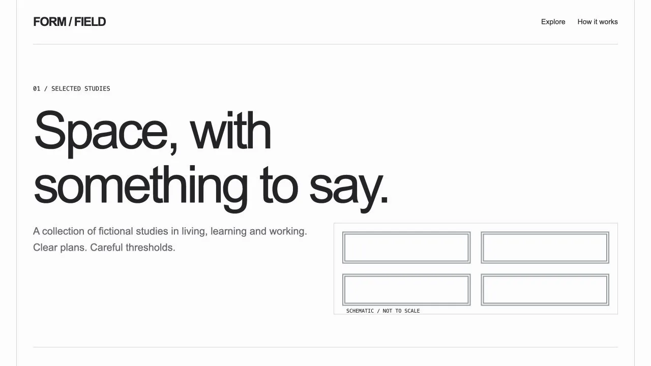 Architecture Portfolio Website: first screen of the included example