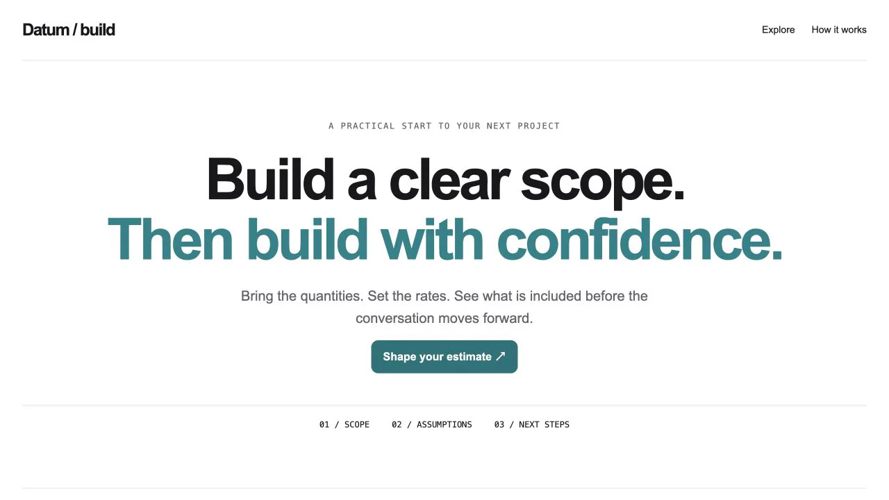 Construction Website Template: first screen of the included example