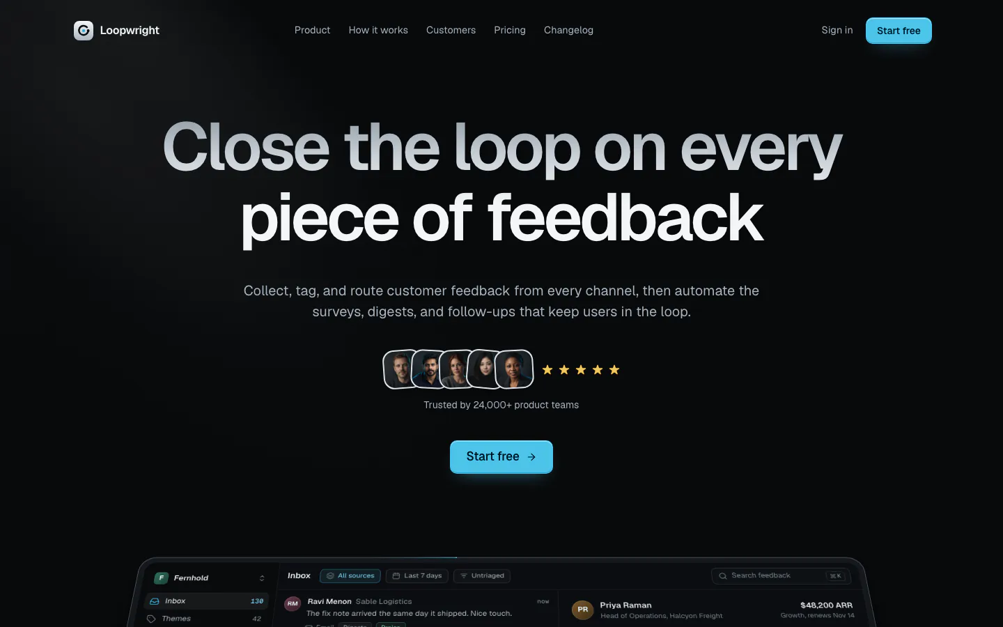 Dark SaaS Landing Page: first screen