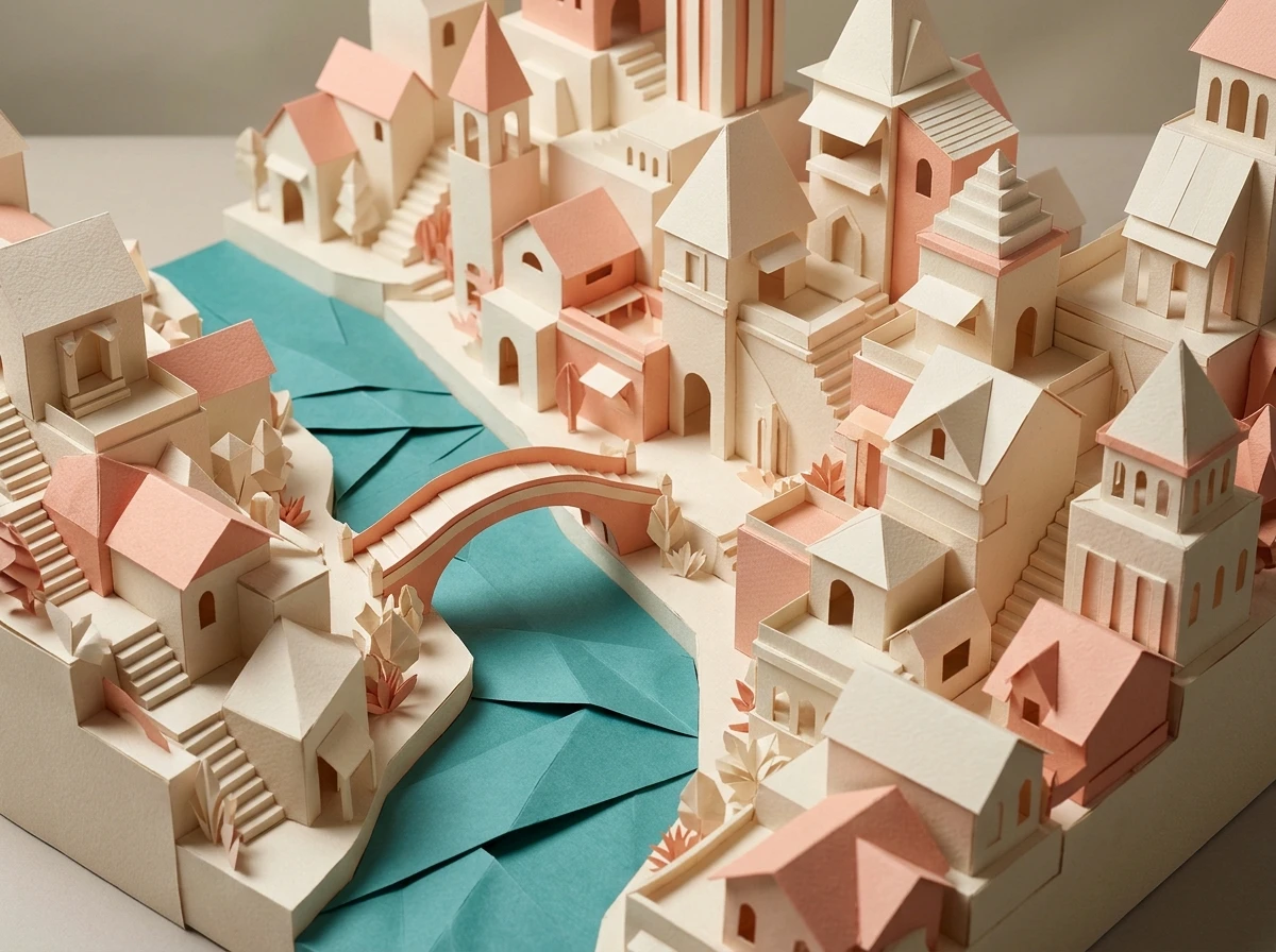 Folded Paper Cityscape: original generated sample artwork; concept preview