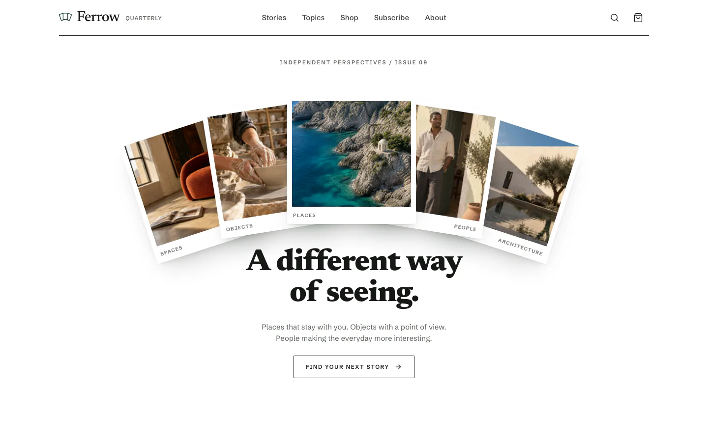 Editorial Magazine Website: first screen