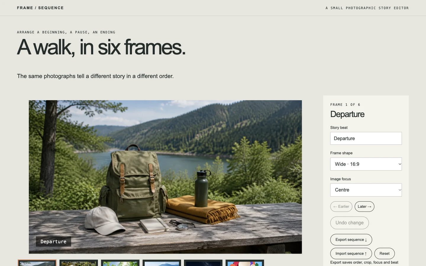 Photo Sequence Editor: actual desktop example