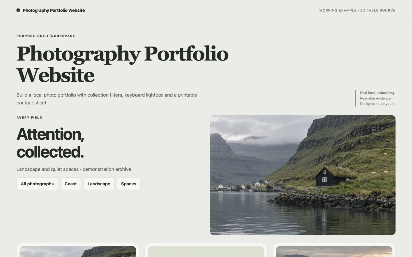 An illustrative photo collection with locally bundled licensed demonstration images — working example