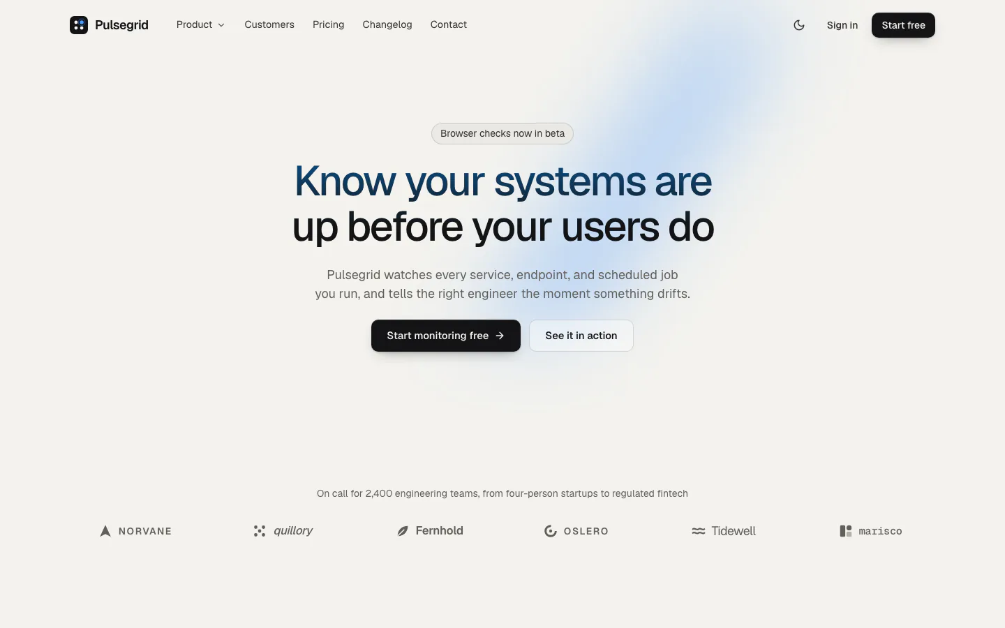 Light SaaS Landing Page: first screen