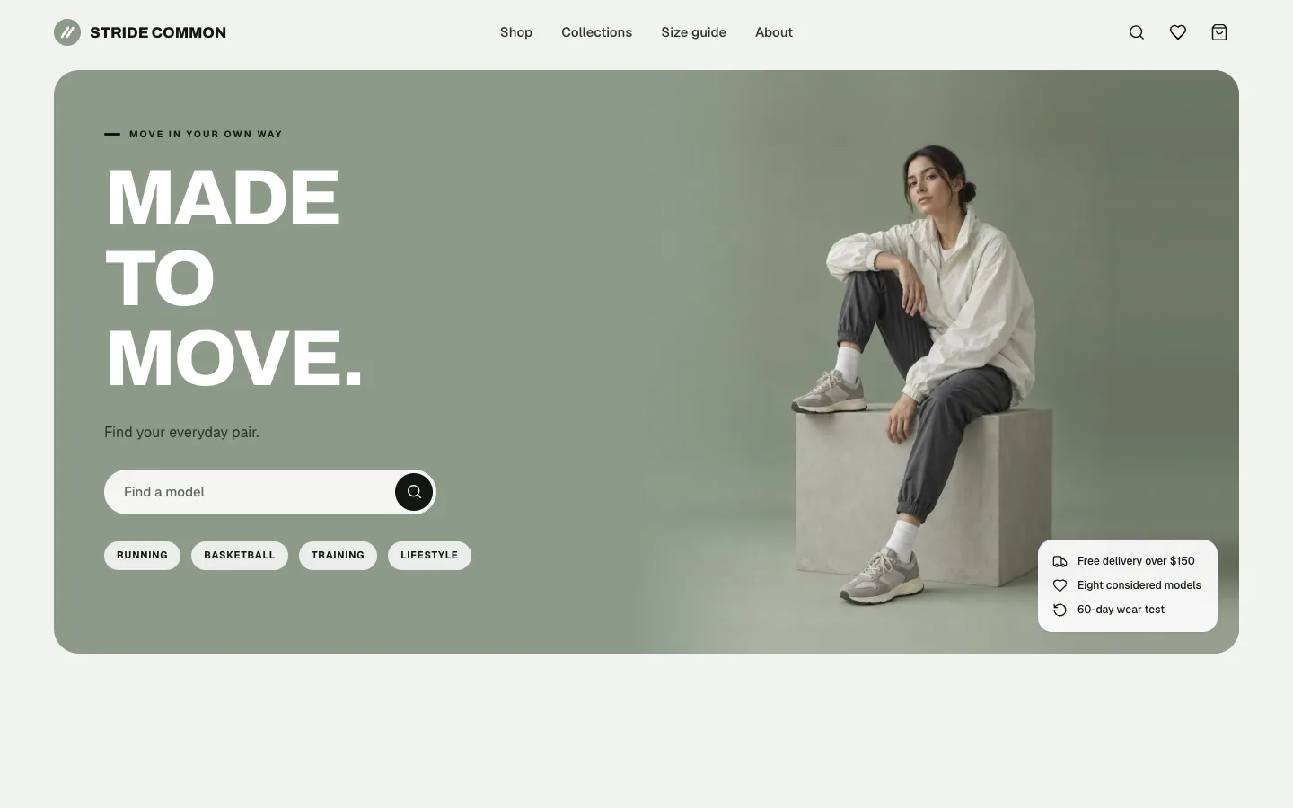 Sneaker Store Website: first screen