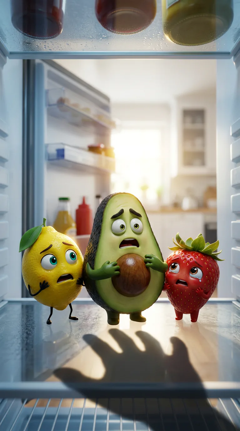 Talking Object Drama Series: Keyframe: the hand-shaped shadow reaching into the fridge