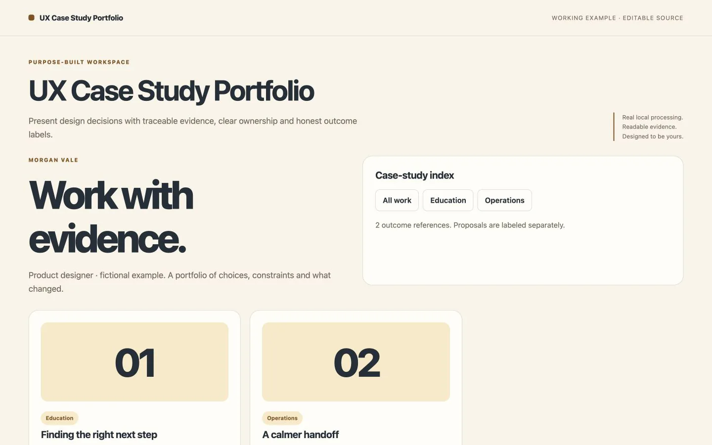 A UX case study separating observed evidence from proposed outcomes — working example