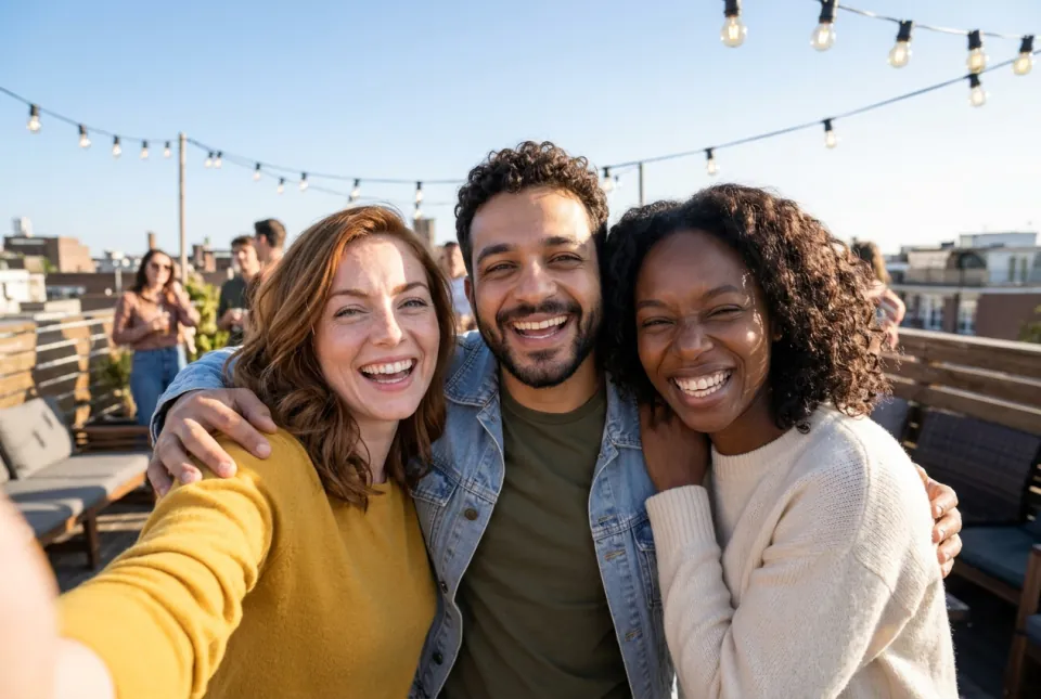 Foto em grupo a partir de selfies separadas