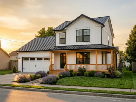 House exterior · Farmhouse · Golden hour