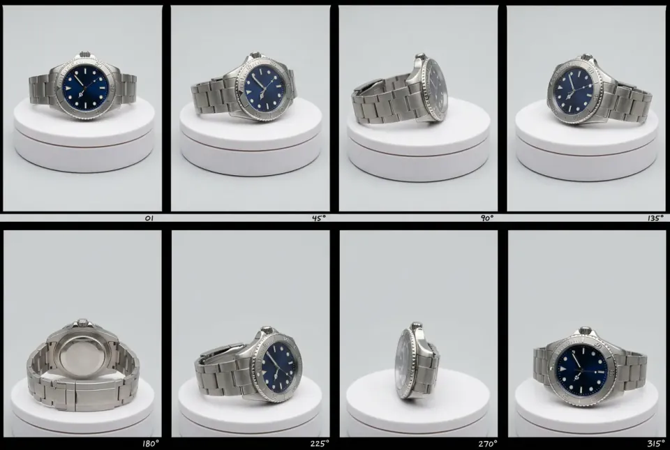 Contact sheet of a wristwatch in eight rotation angles