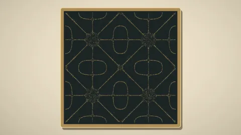 Golden particles gather along the modeled nodal pattern on a square plate. Original 8-second rendered example.