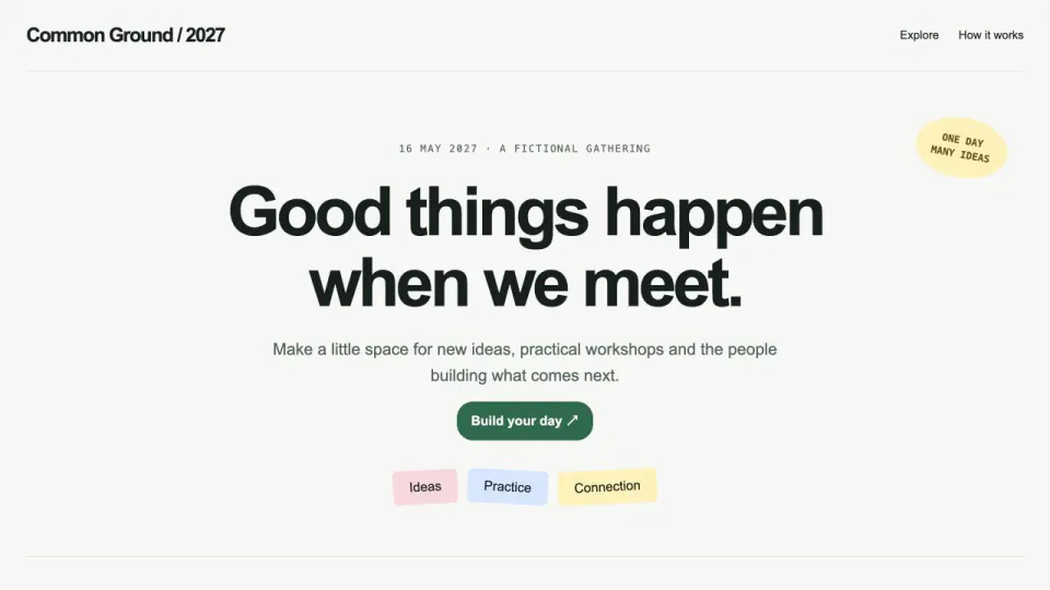 Event Website Template: original interactive template preview