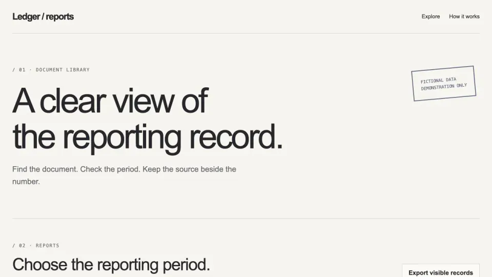Financial Report Portal: original interactive template preview