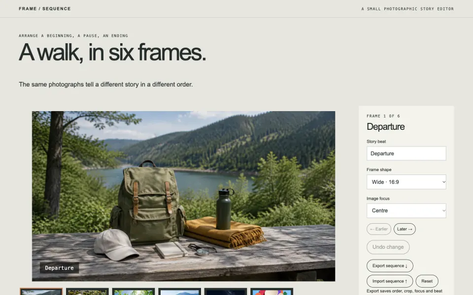 Photo Sequence Editor: actual desktop example