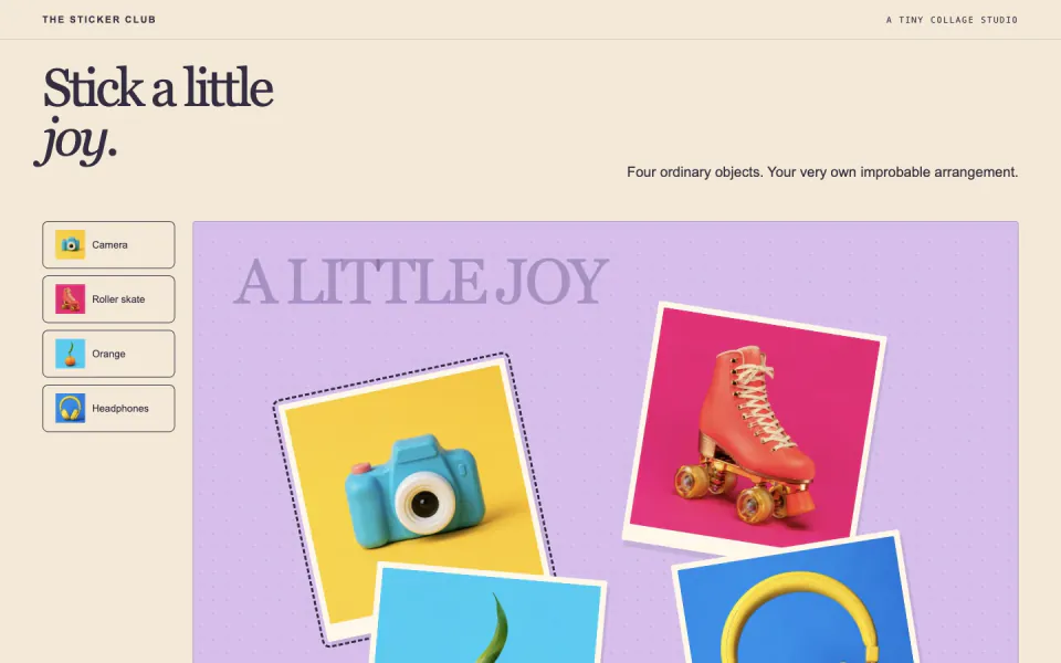 Photo Sticker Playground: actual desktop example