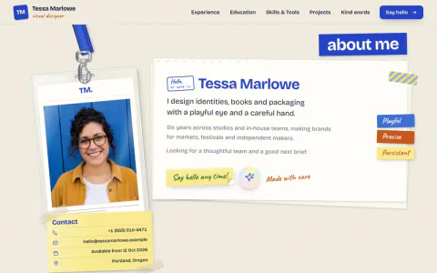 Scrapbook Portfolio Website: preview