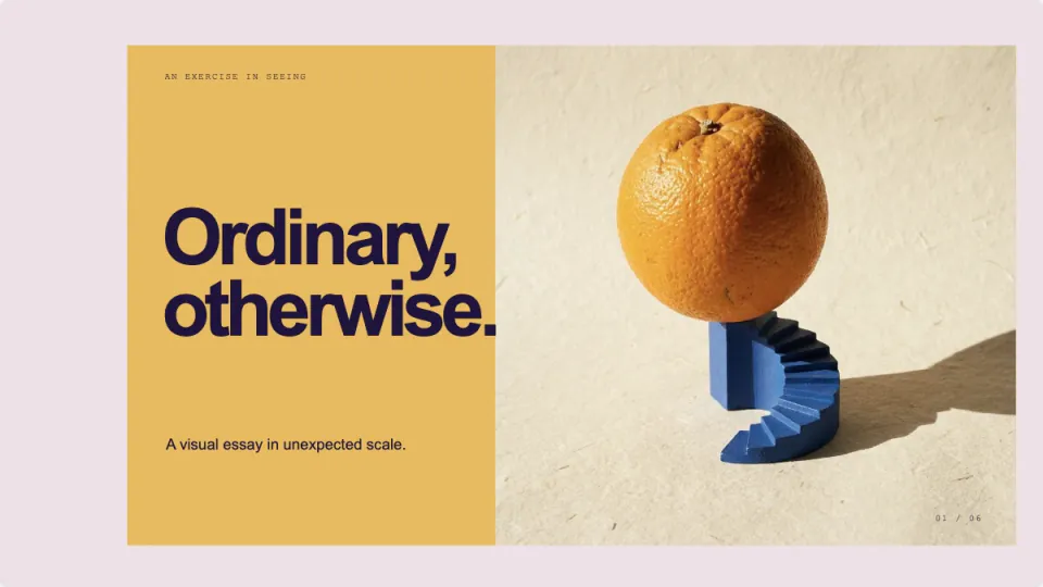 Surreal Editorial Presentation, page 1: Ordinary, otherwise.