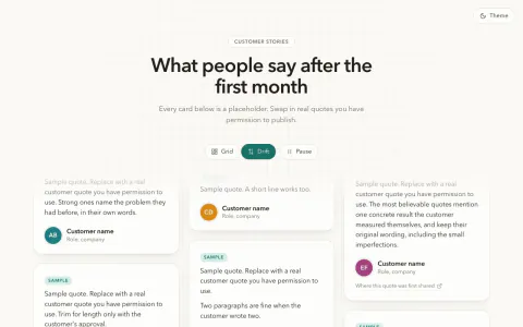 Testimonial Wall Section: preview
