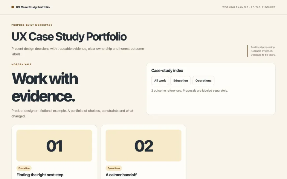 A UX case study separating observed evidence from proposed outcomes — working example
