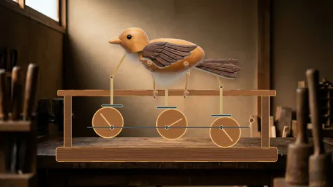 Wooden Cam Automaton — original rendered example